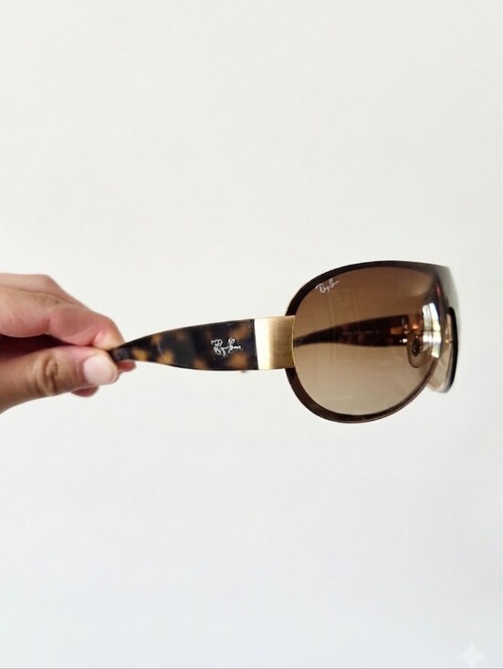 Ray-Ban RB 3350 001/13 Tortoise Gold Shield Sunglasses Small main image 5